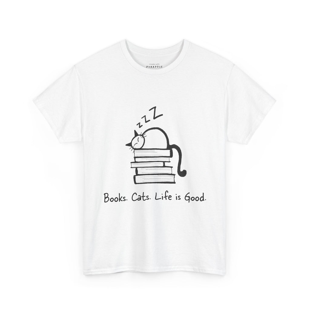 Books. Cats. Life is Good T-Shirt