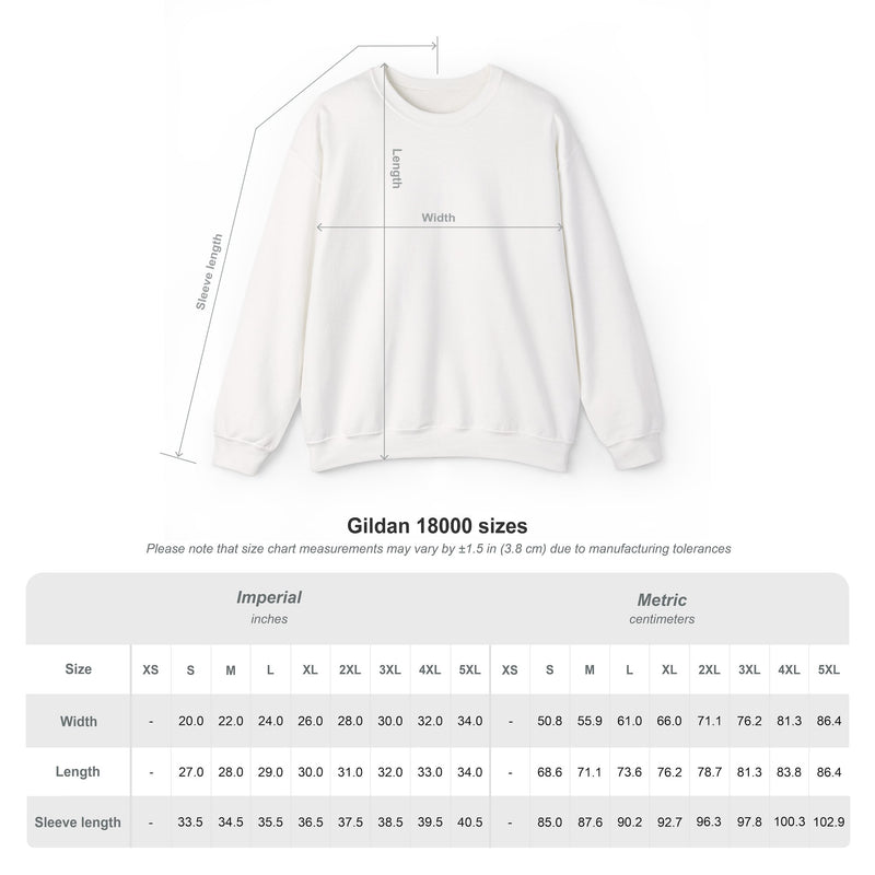 Size chart for Black Cats Sweatshirt