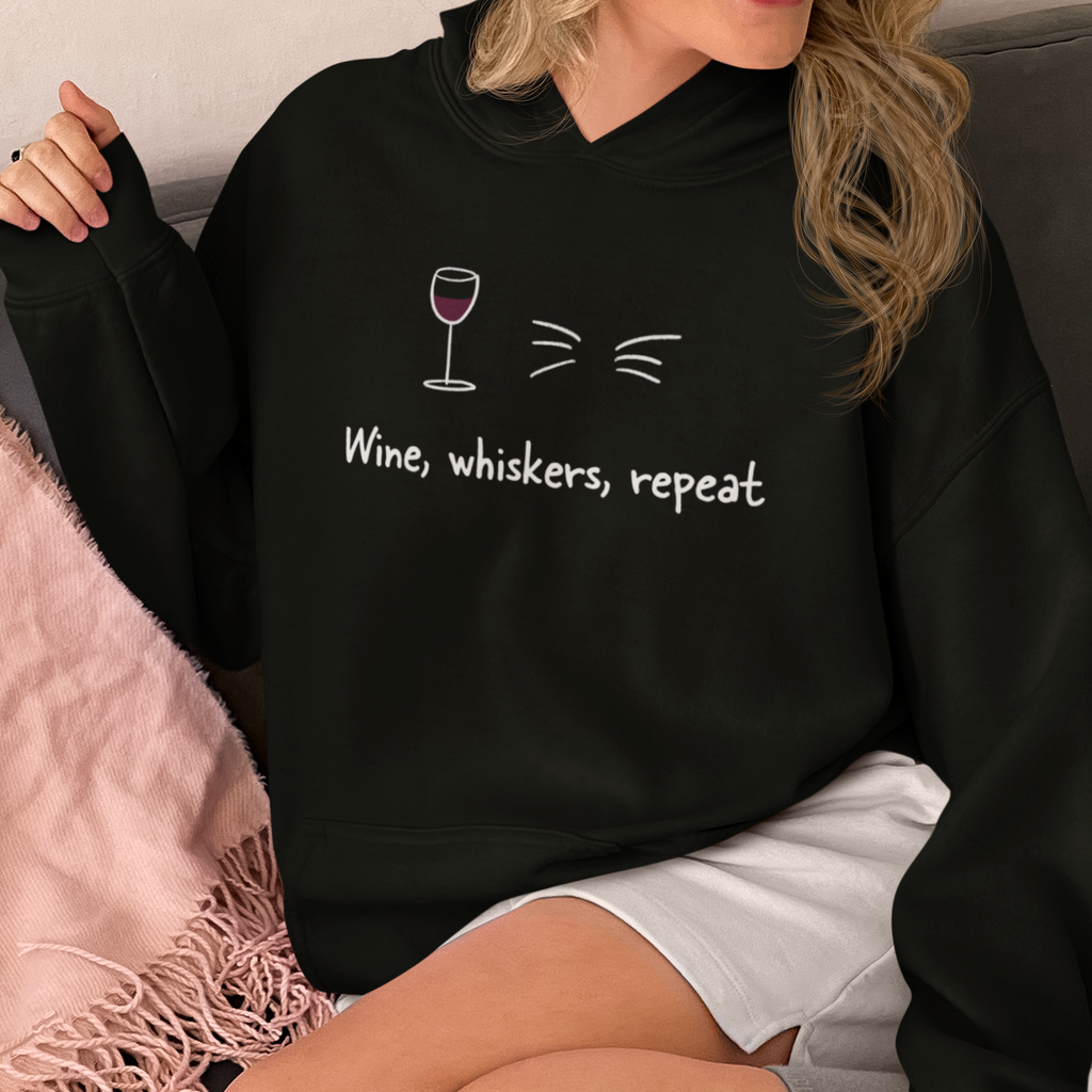 Wine, Whiskers, Repeat Hoodie