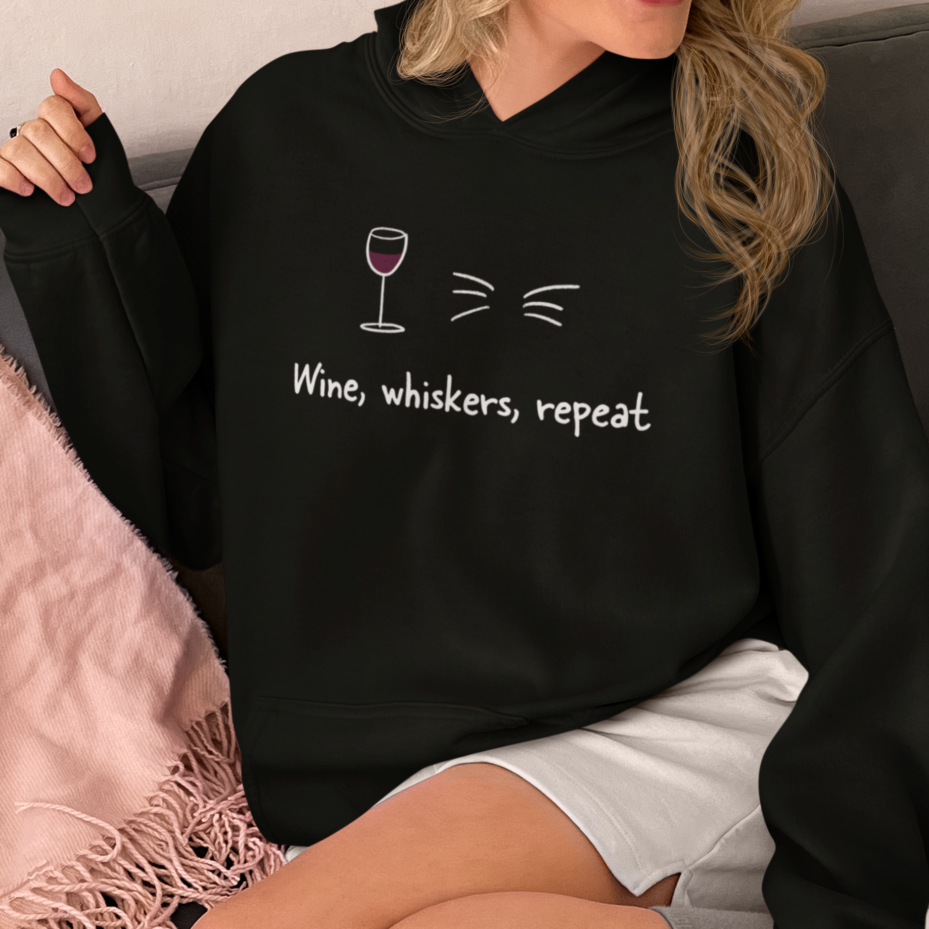 Wine, Whiskers, Repeat Hoodie